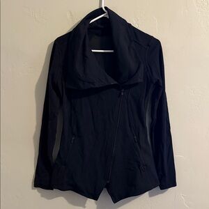 Athleta Black Athletic Jacket with Semi-Sheer Panel in Back XSmall